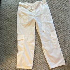 Michael Kors White Belted Cargo Pants